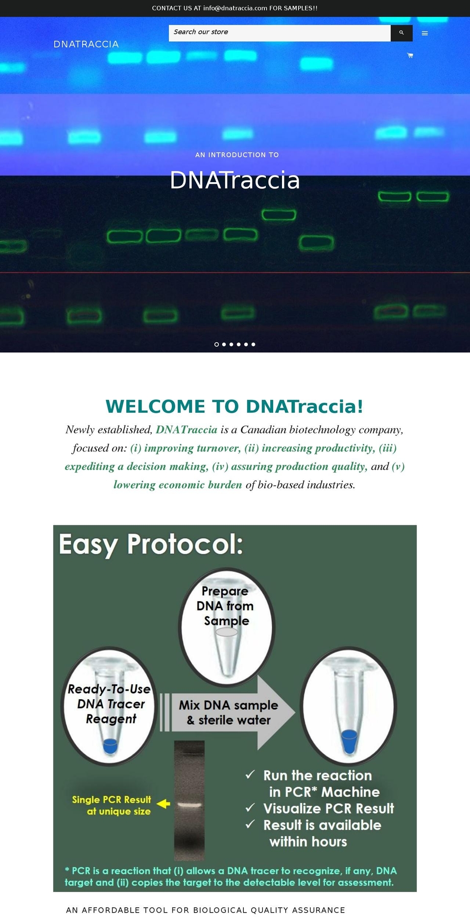 dnatraccia.com — Shopify storefront screenshot