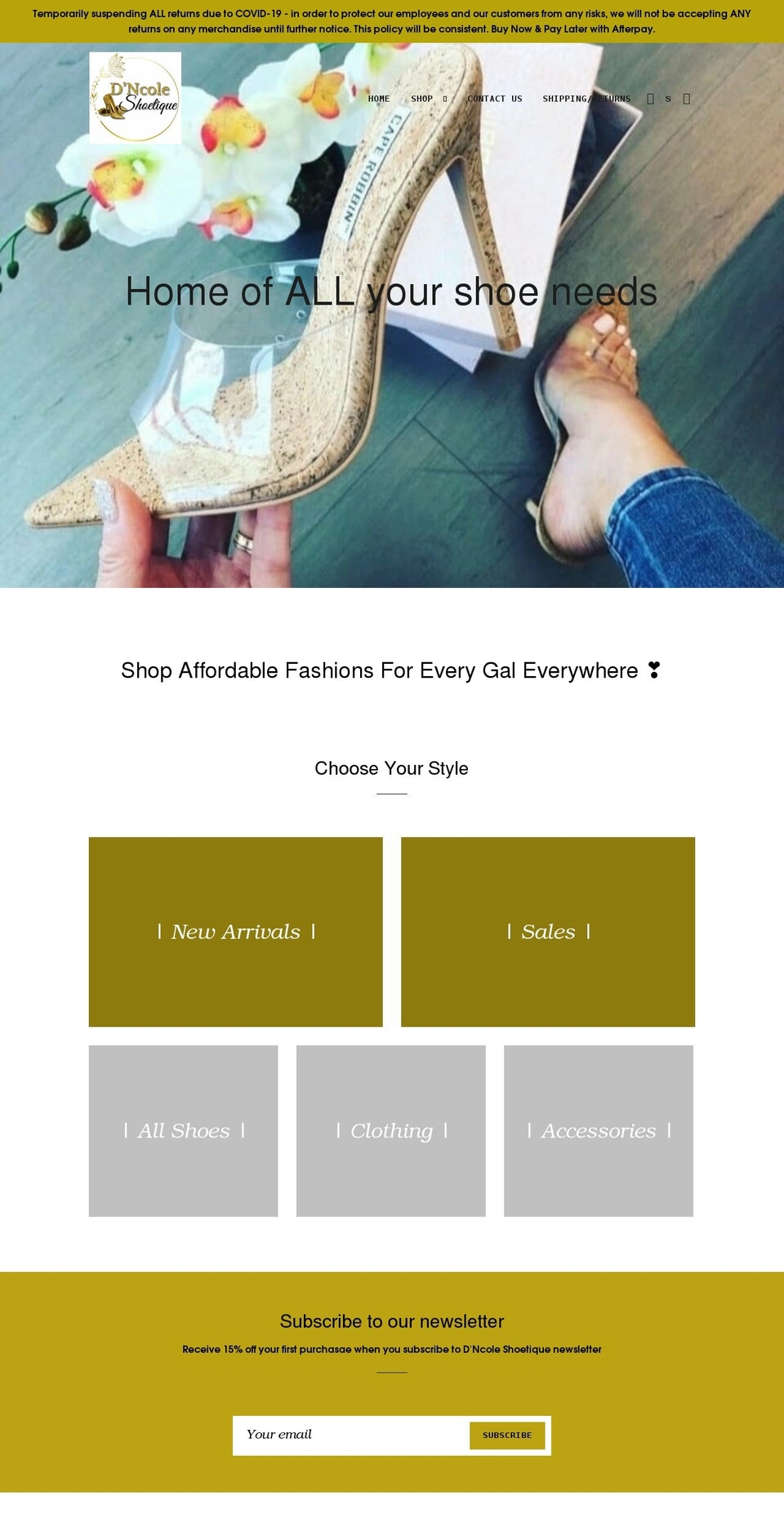 dncoleshoetique.com shopify website screenshot