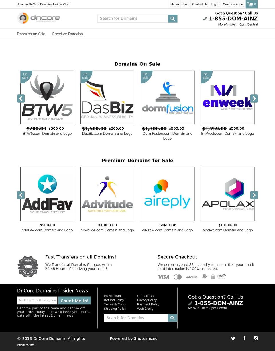 dncore.com shopify website screenshot