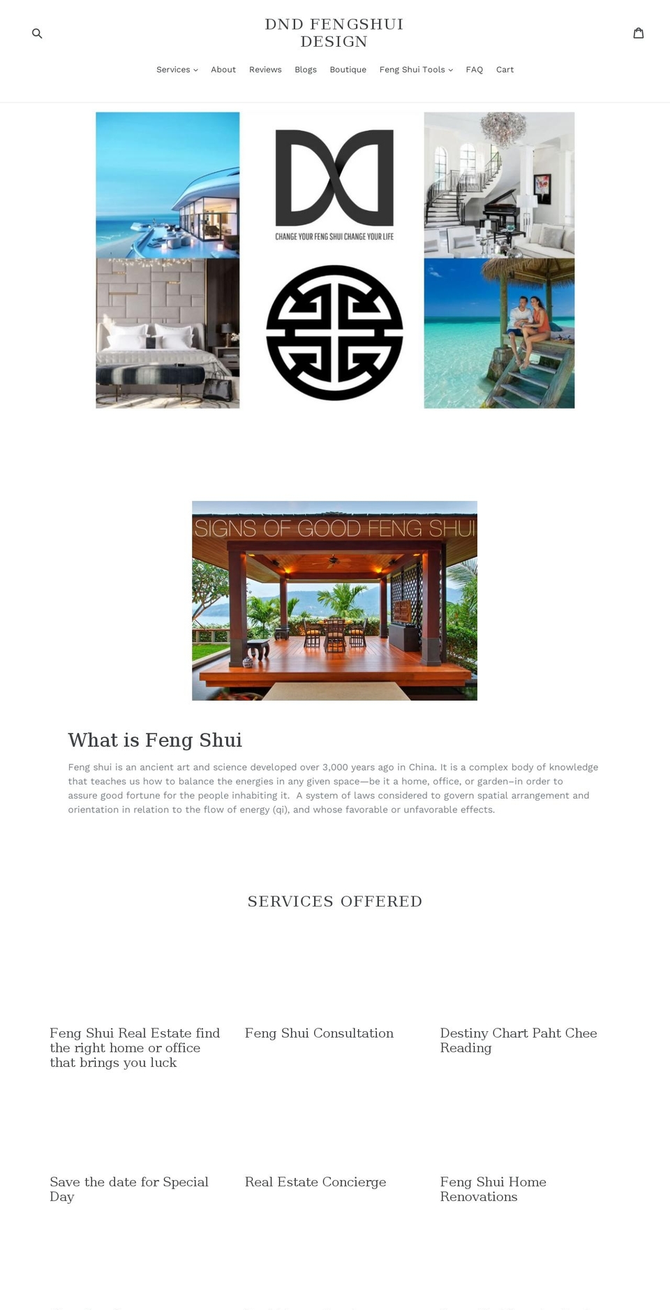 dndfengshui.com shopify website screenshot