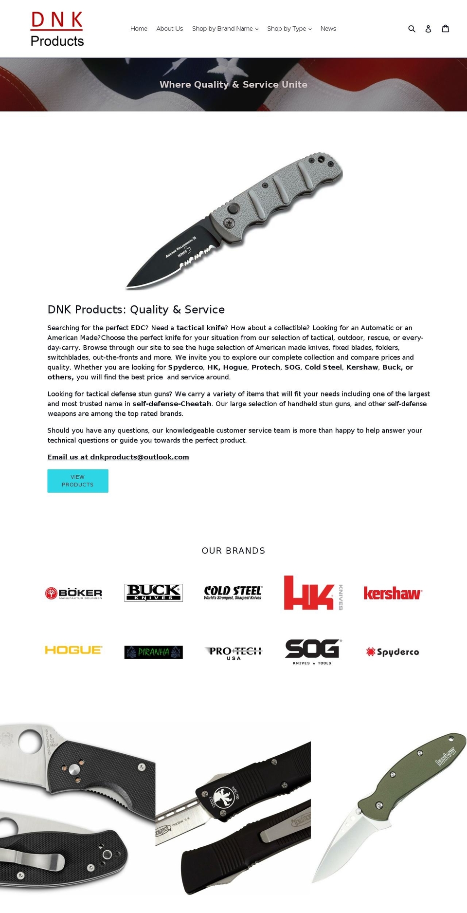 dnkproducts.com shopify website screenshot