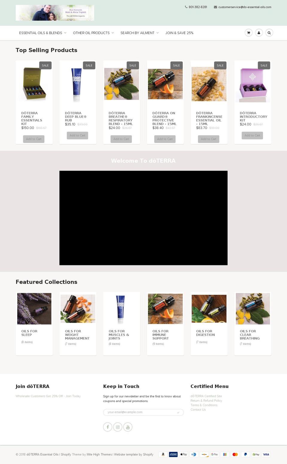 do-essential-oils.net shopify website screenshot