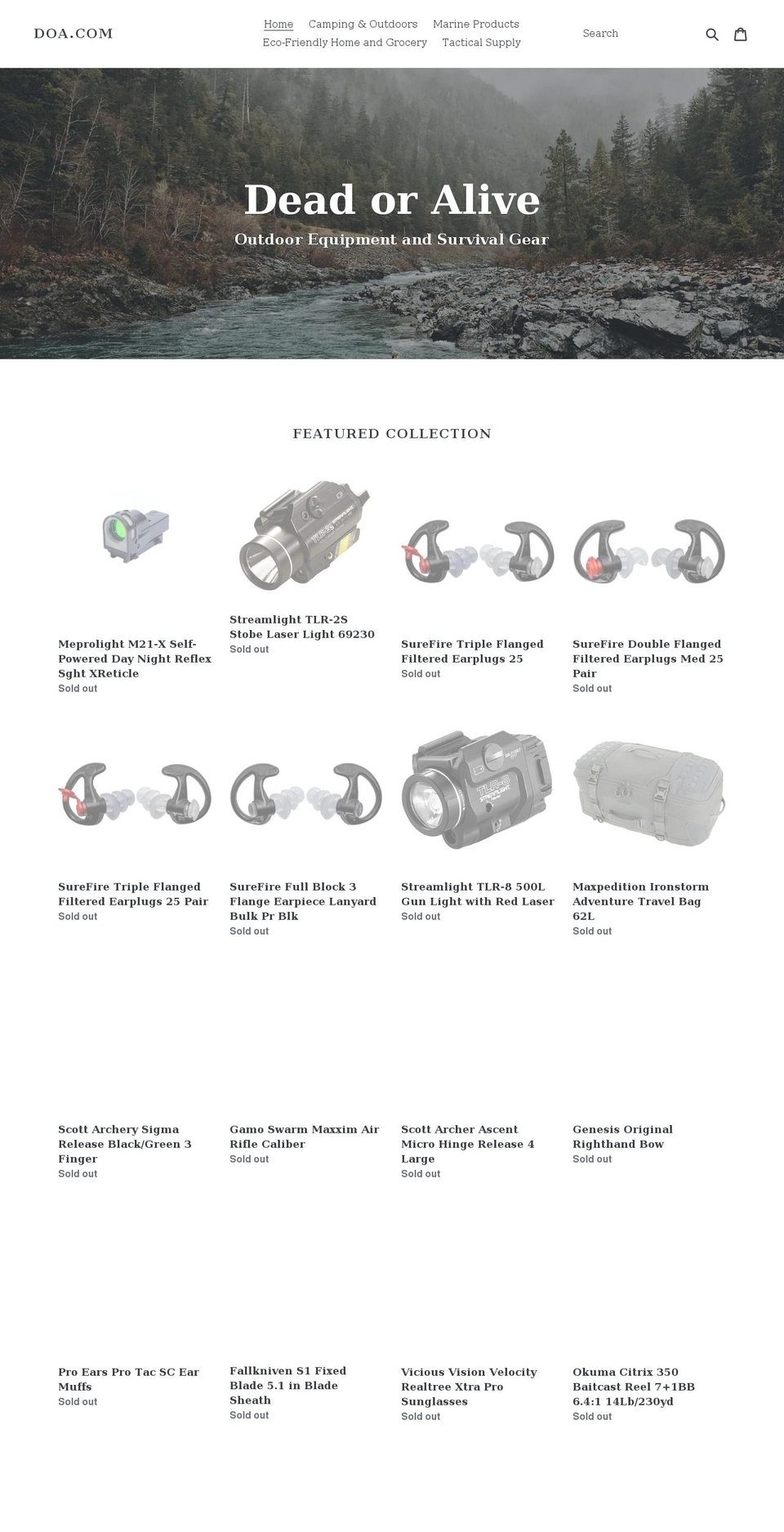 doa.com shopify website screenshot