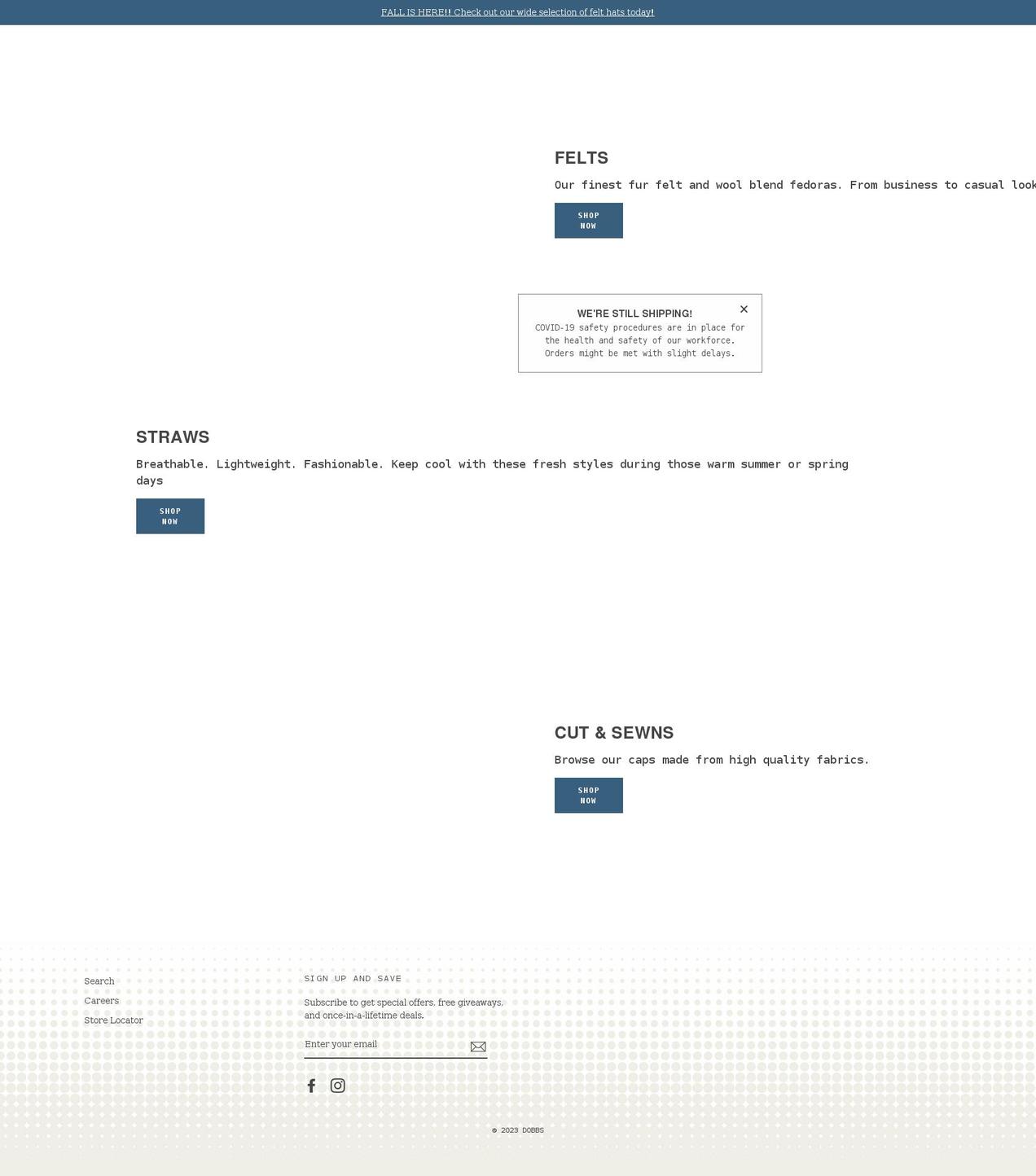 dobbs1908.com shopify website screenshot