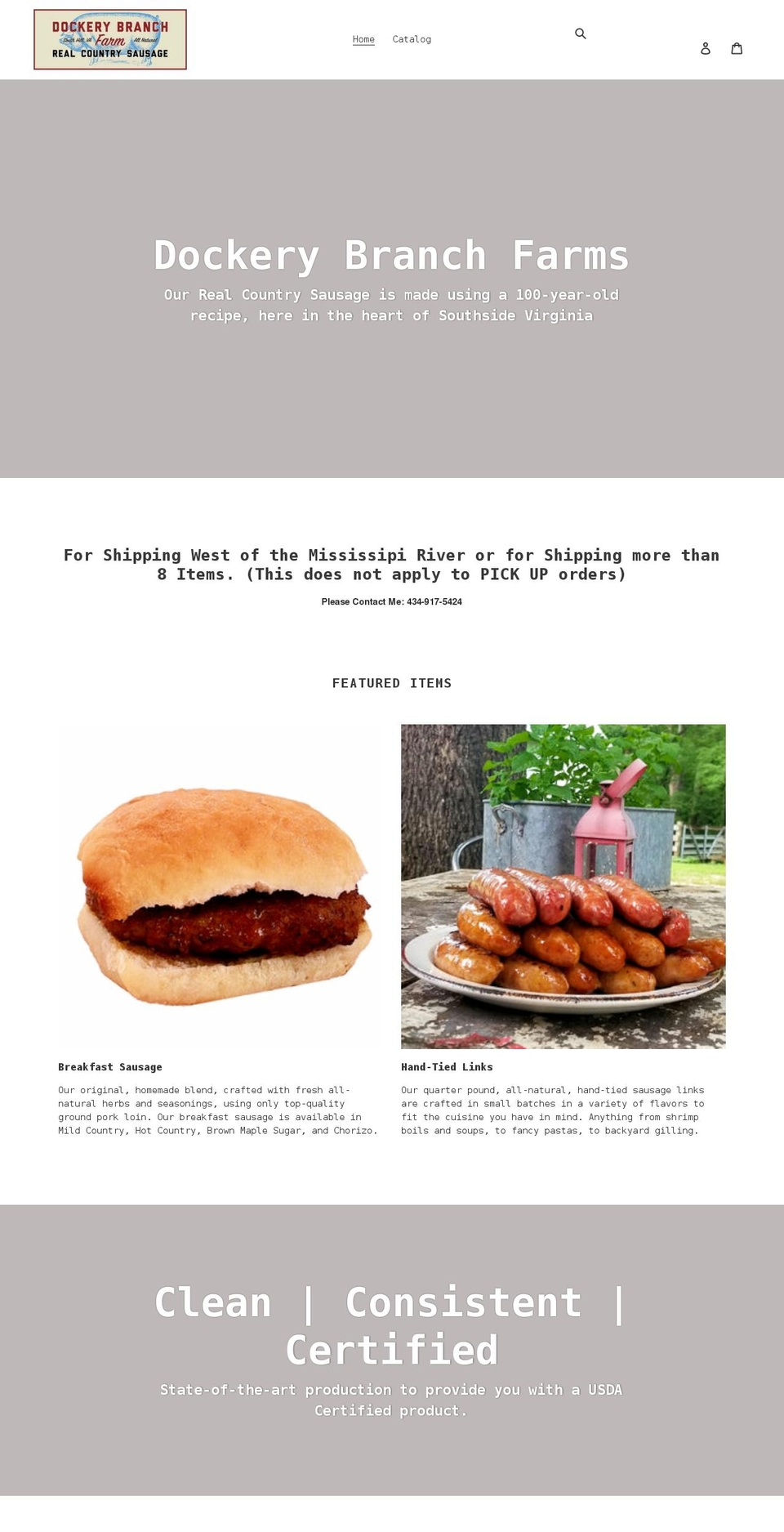 dockery-branch-farm-real-country-sausage.myshopify.com shopify website screenshot