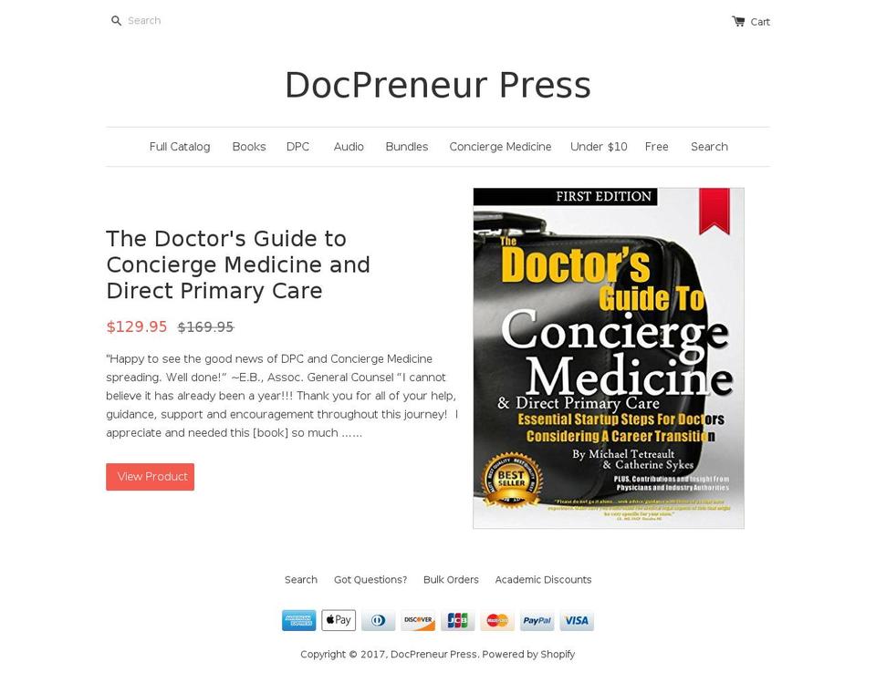 docpreneurpress.com shopify website screenshot