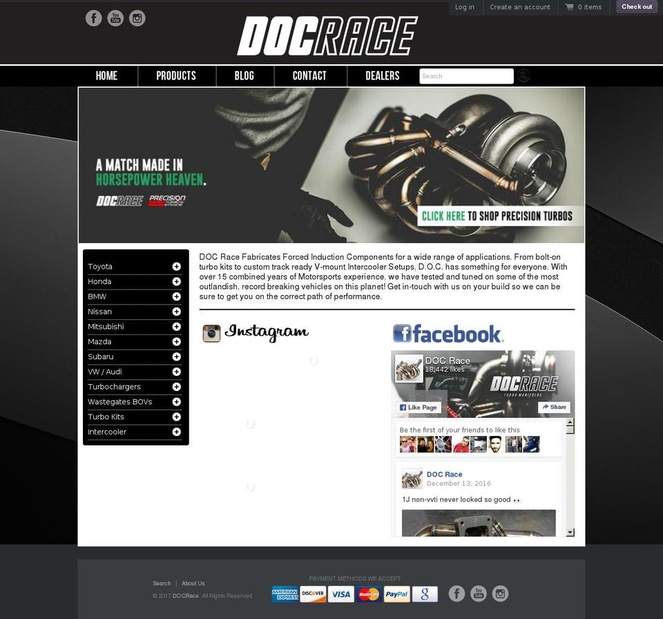 docrace.com shopify website screenshot