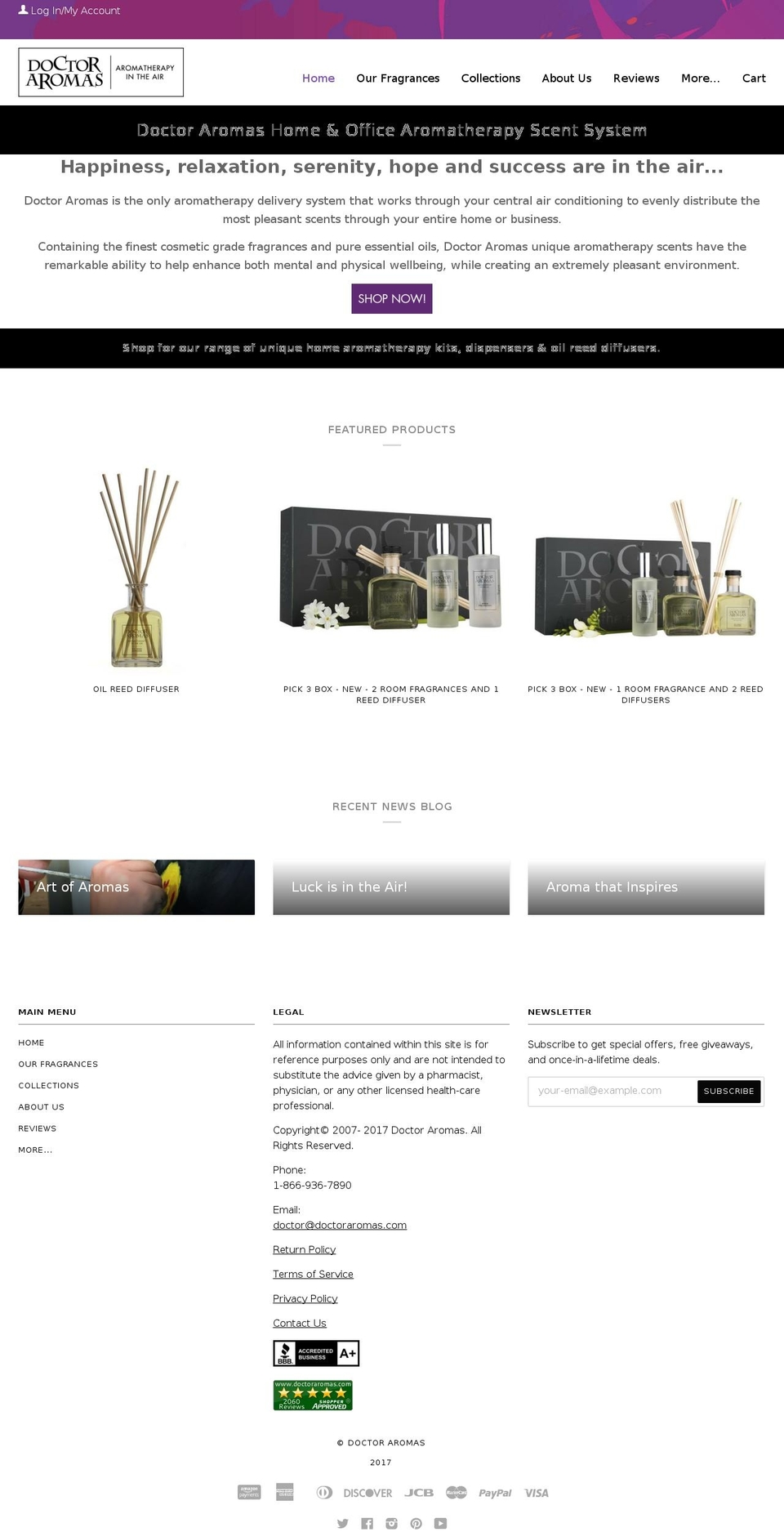 doctoraromas.org shopify website screenshot