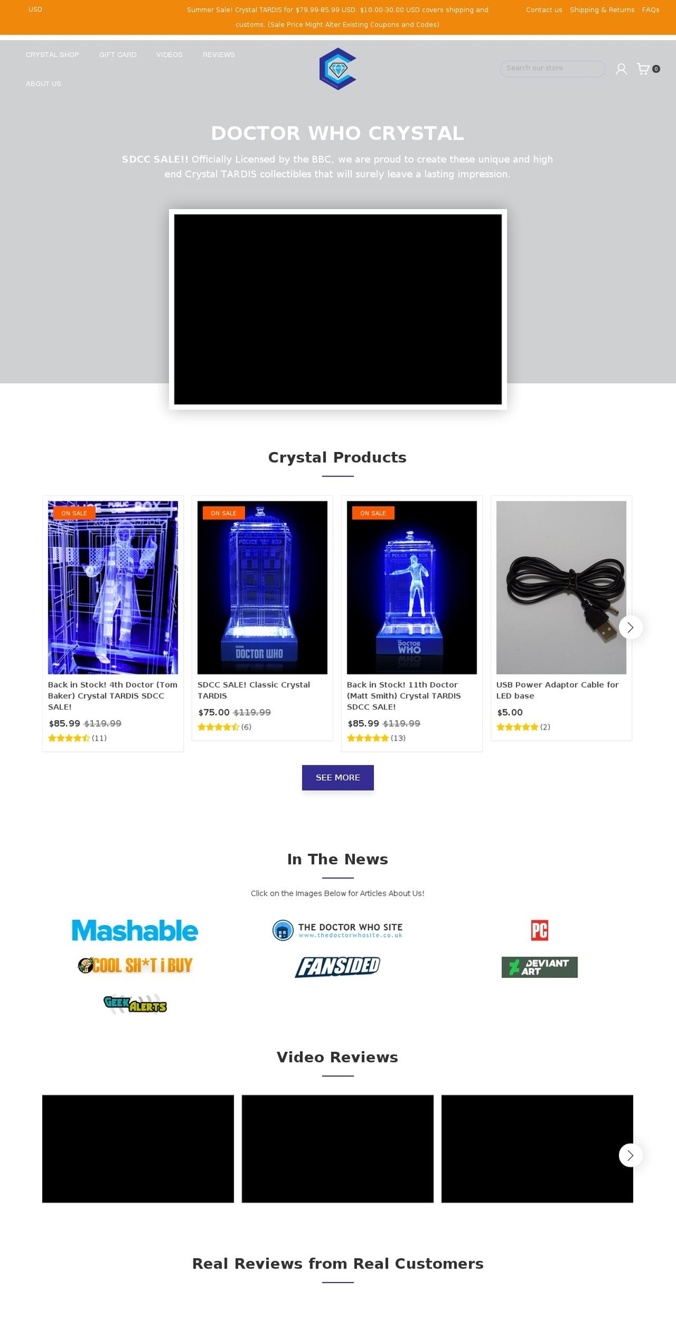 doctorwhocrystals.com shopify website screenshot
