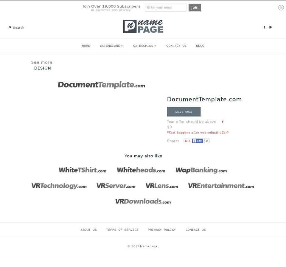 documenttemplate.com shopify website screenshot