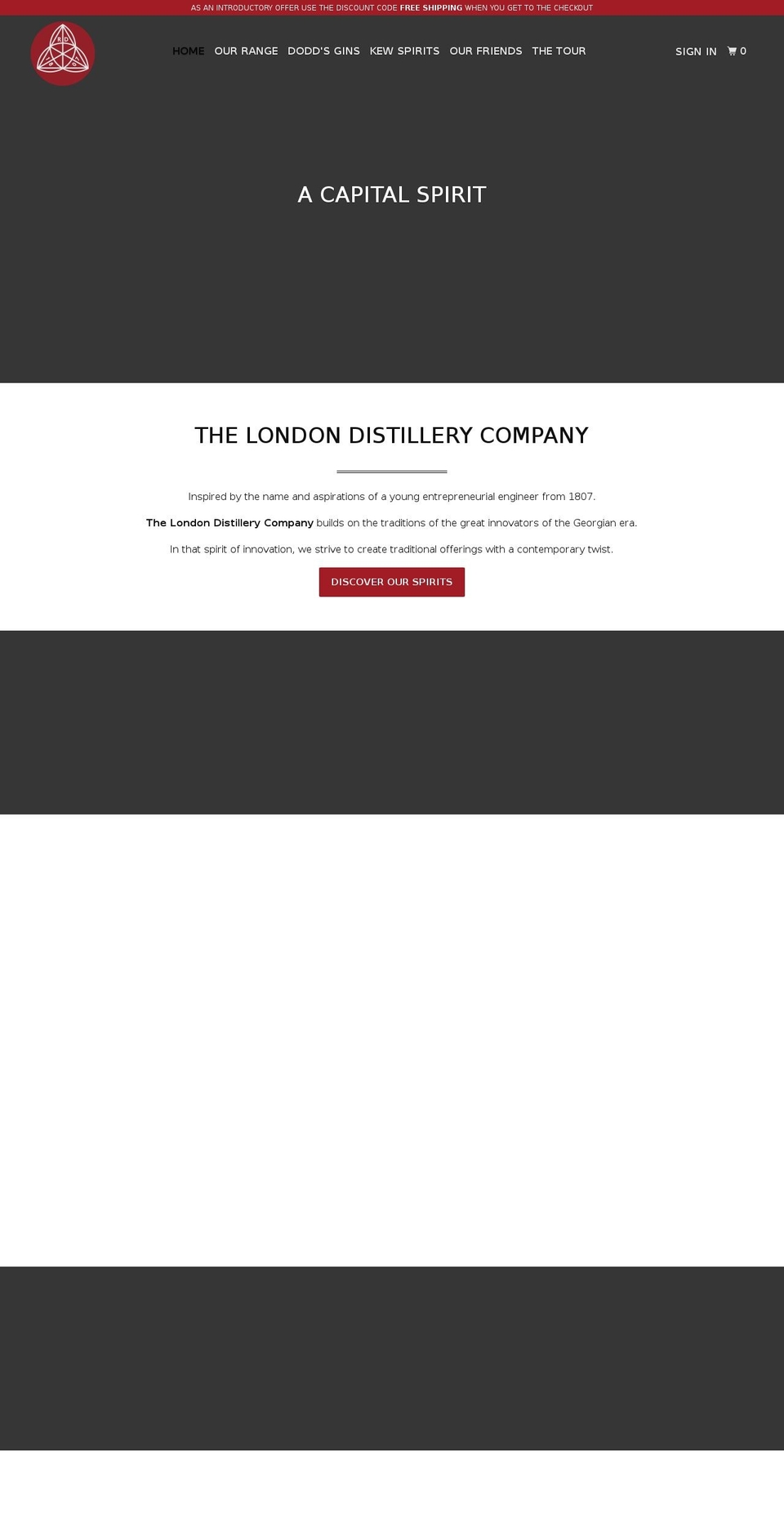 The London Distillery Co. Shopify theme site example dodds.co.uk