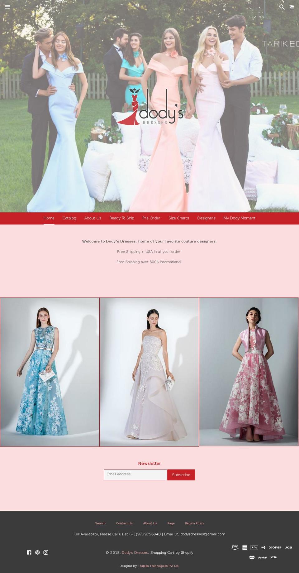 dodysdresses.com shopify website screenshot