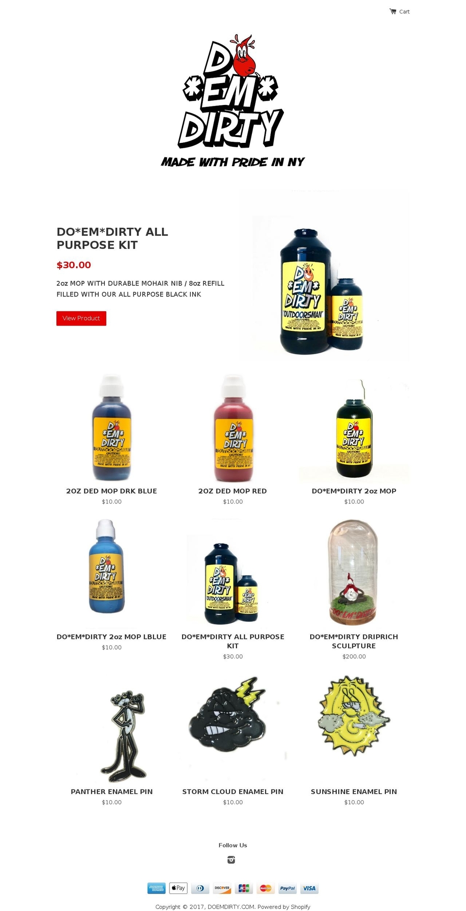 doemdirty.com shopify website screenshot