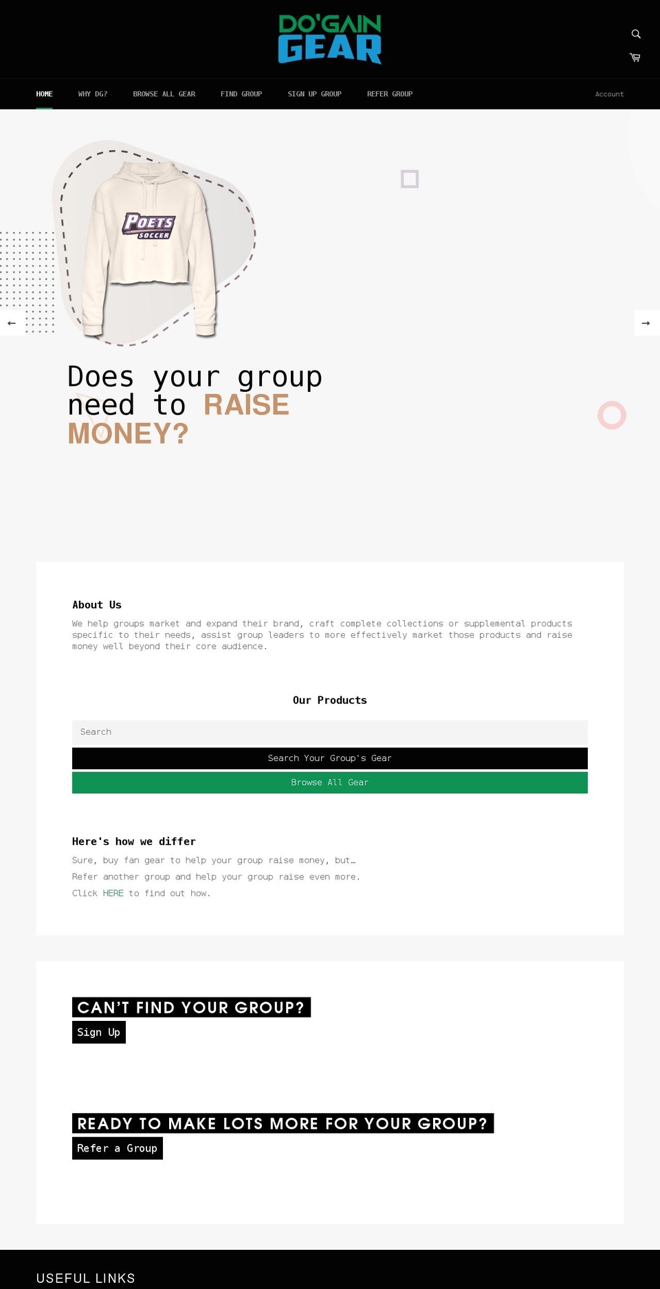 dogaingear.com shopify website screenshot