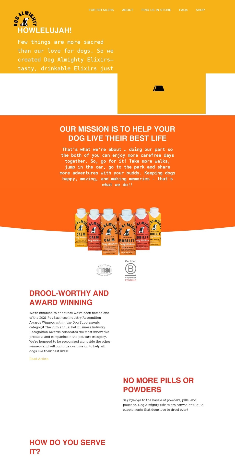 dogalmightyelixirs.com shopify website screenshot