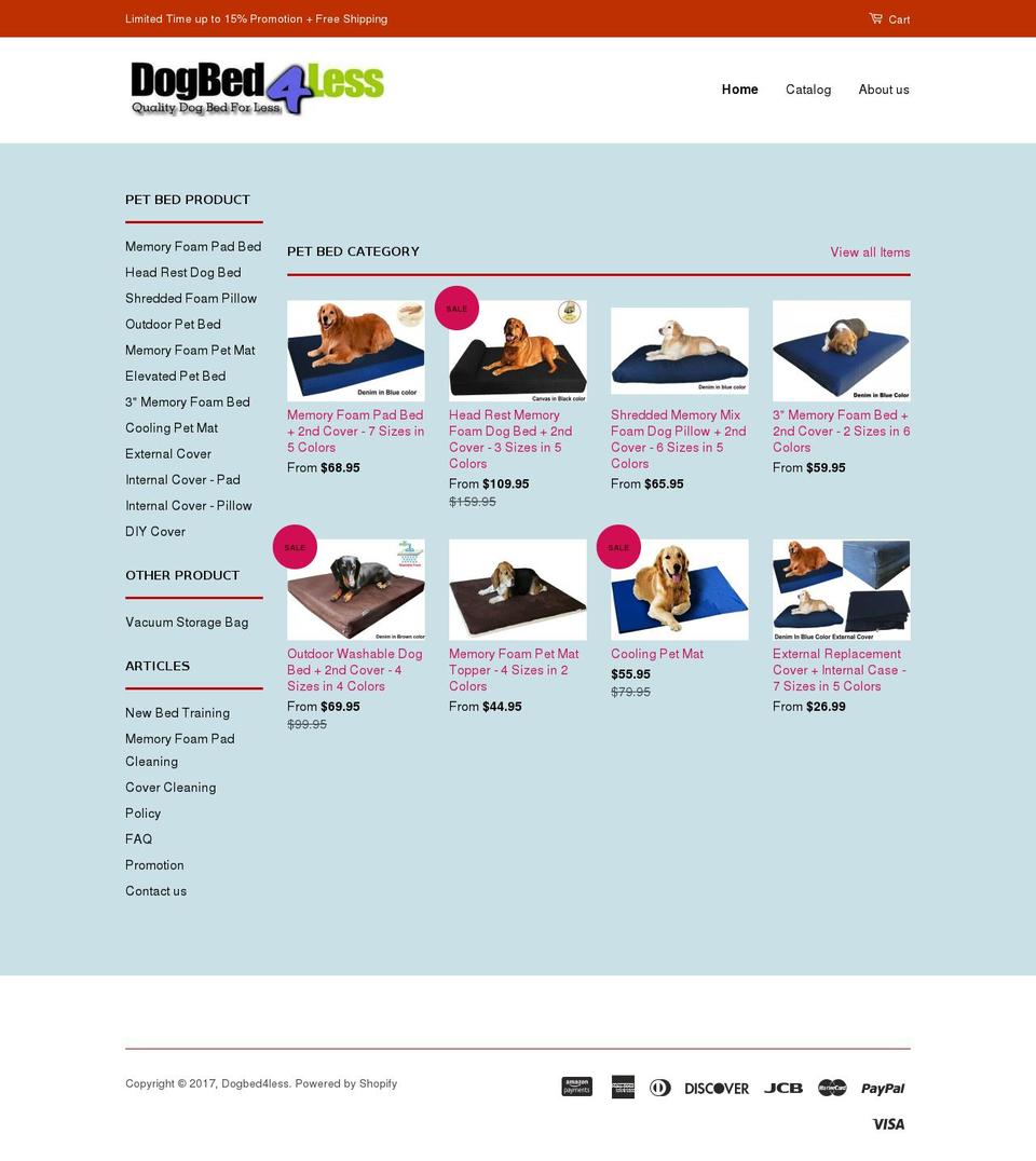 dogbed4less.com shopify website screenshot
