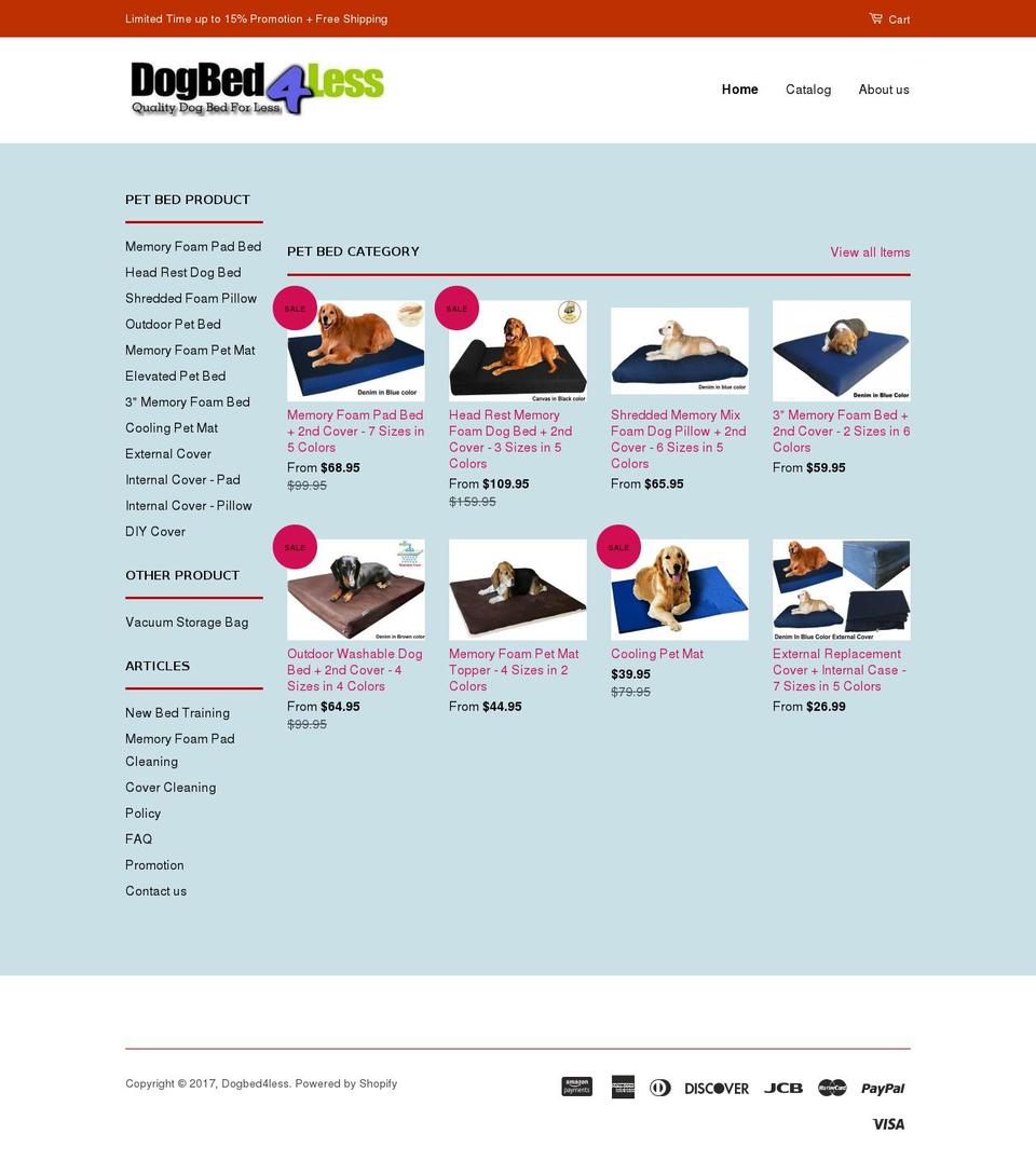 dogbed4less.net shopify website screenshot