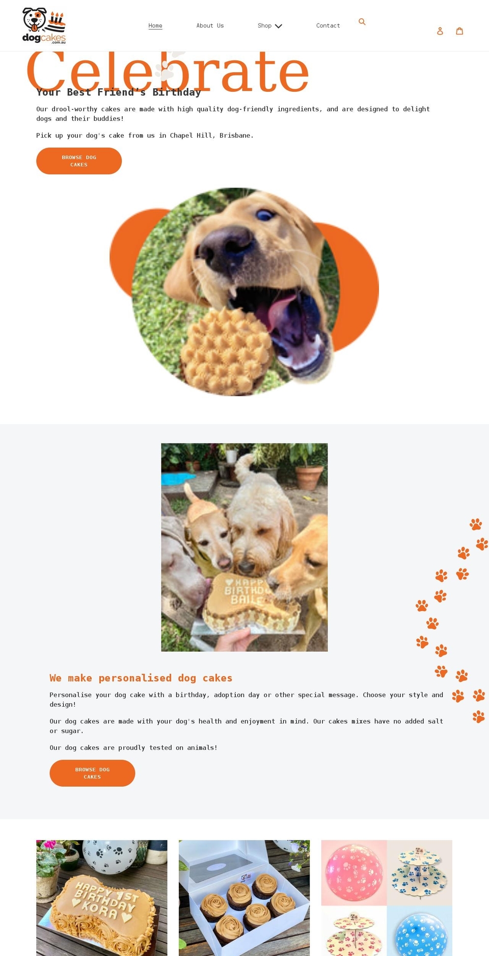 dogcakes.com.au shopify website screenshot