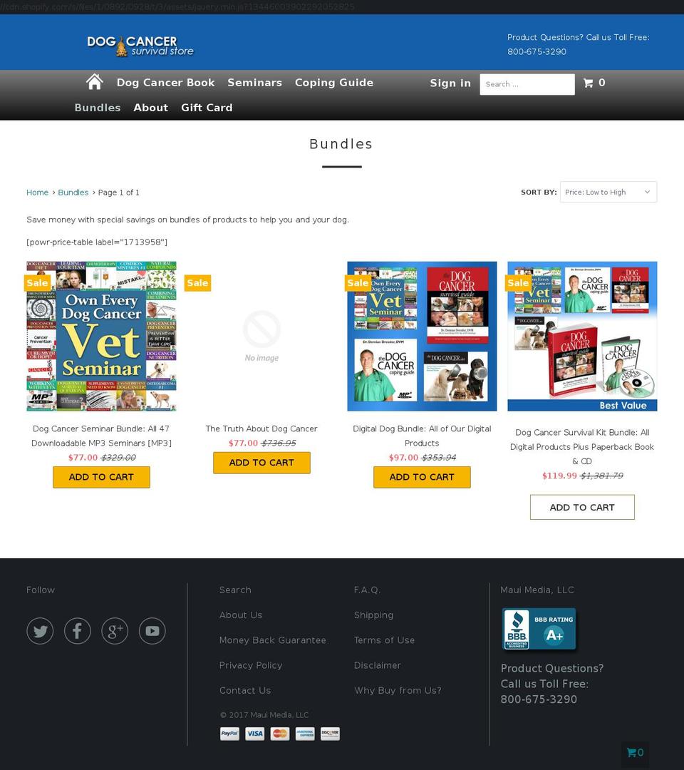 dogcancerguide.com shopify website screenshot
