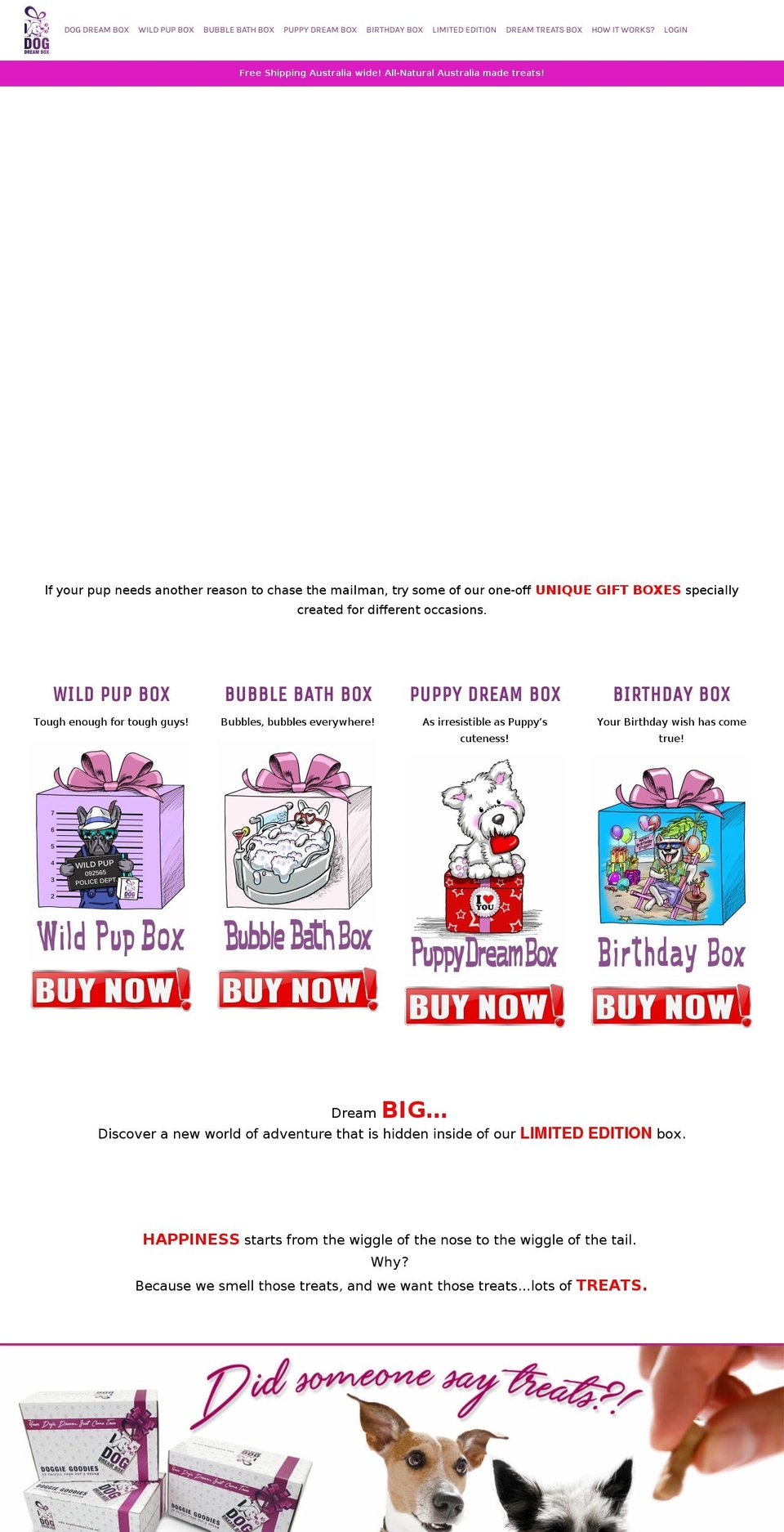 dogdreambox.com.au shopify website screenshot