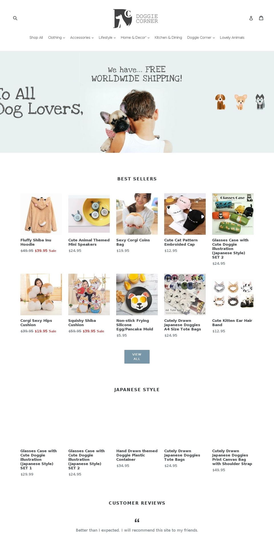 doggiecornershop.com — Shopify storefront screenshot