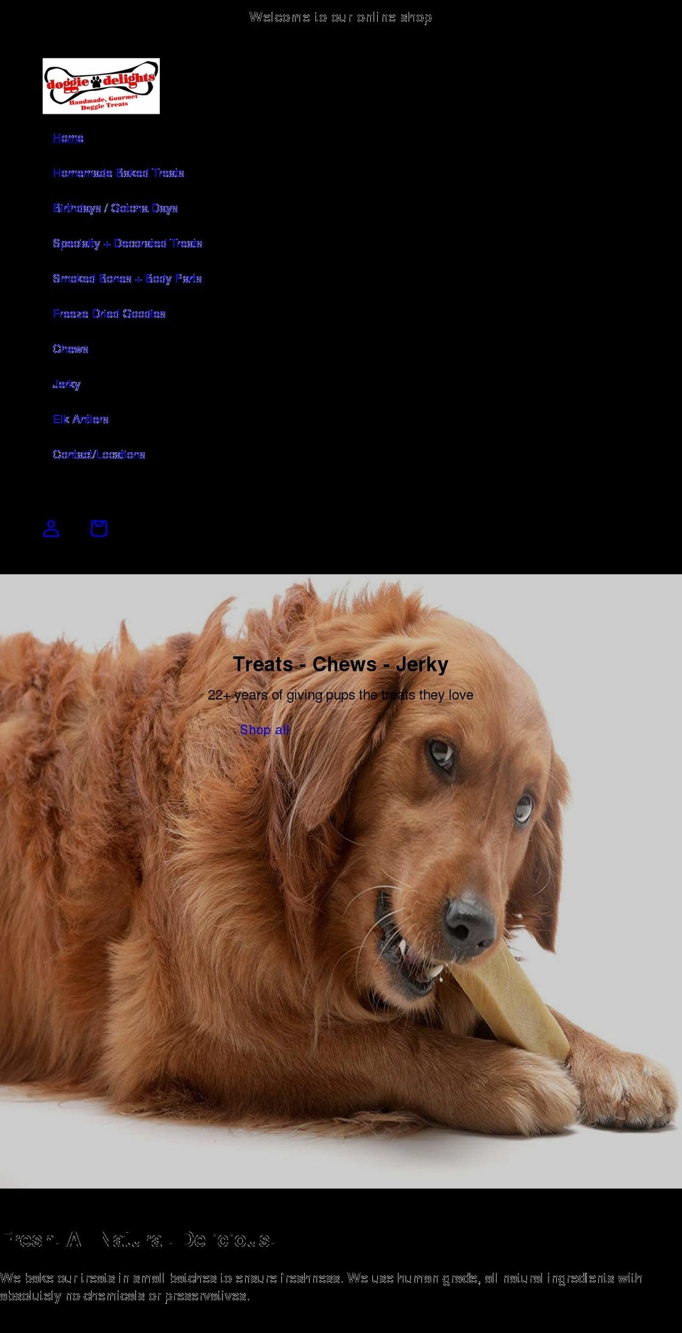 doggiedelightsbakery.com shopify website screenshot