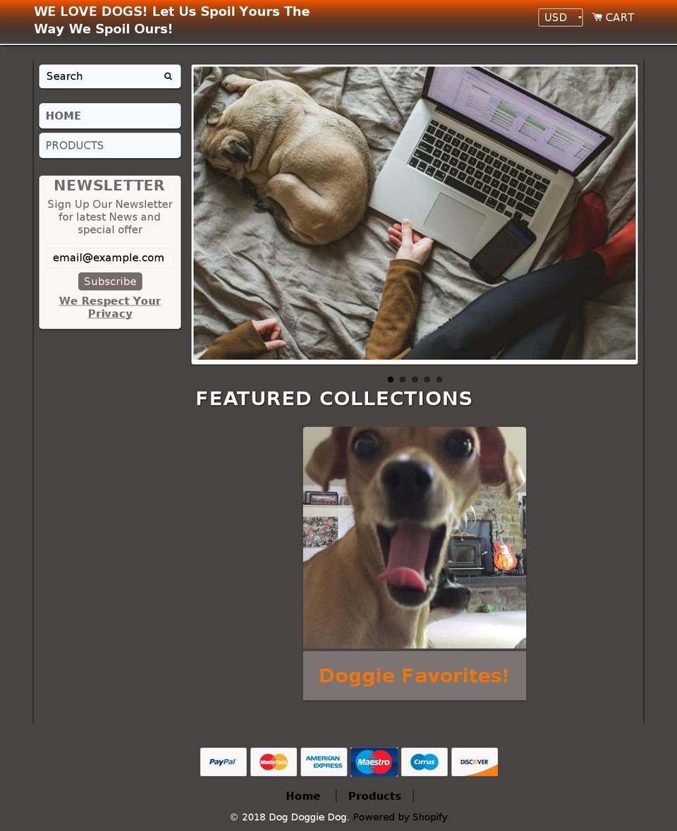 Animals Shopify theme site example doggiedoggie.com