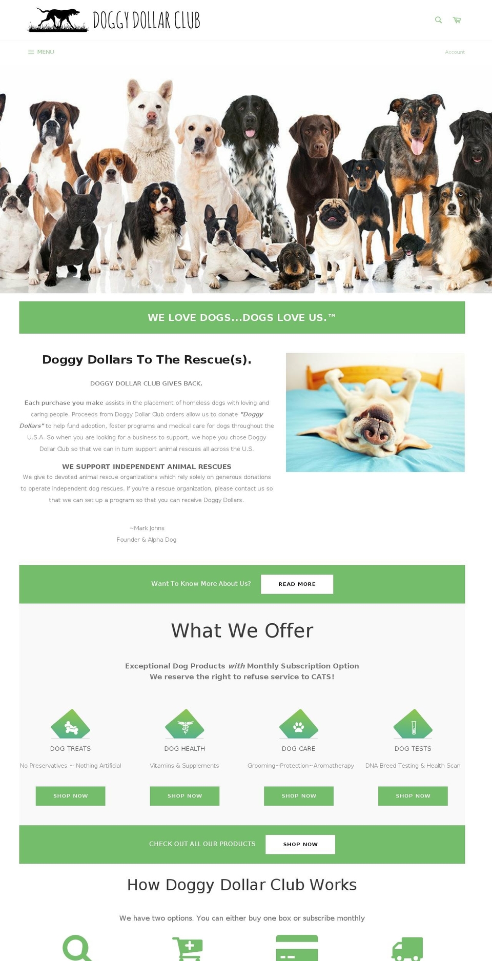 doggiedollarclub.com shopify website screenshot