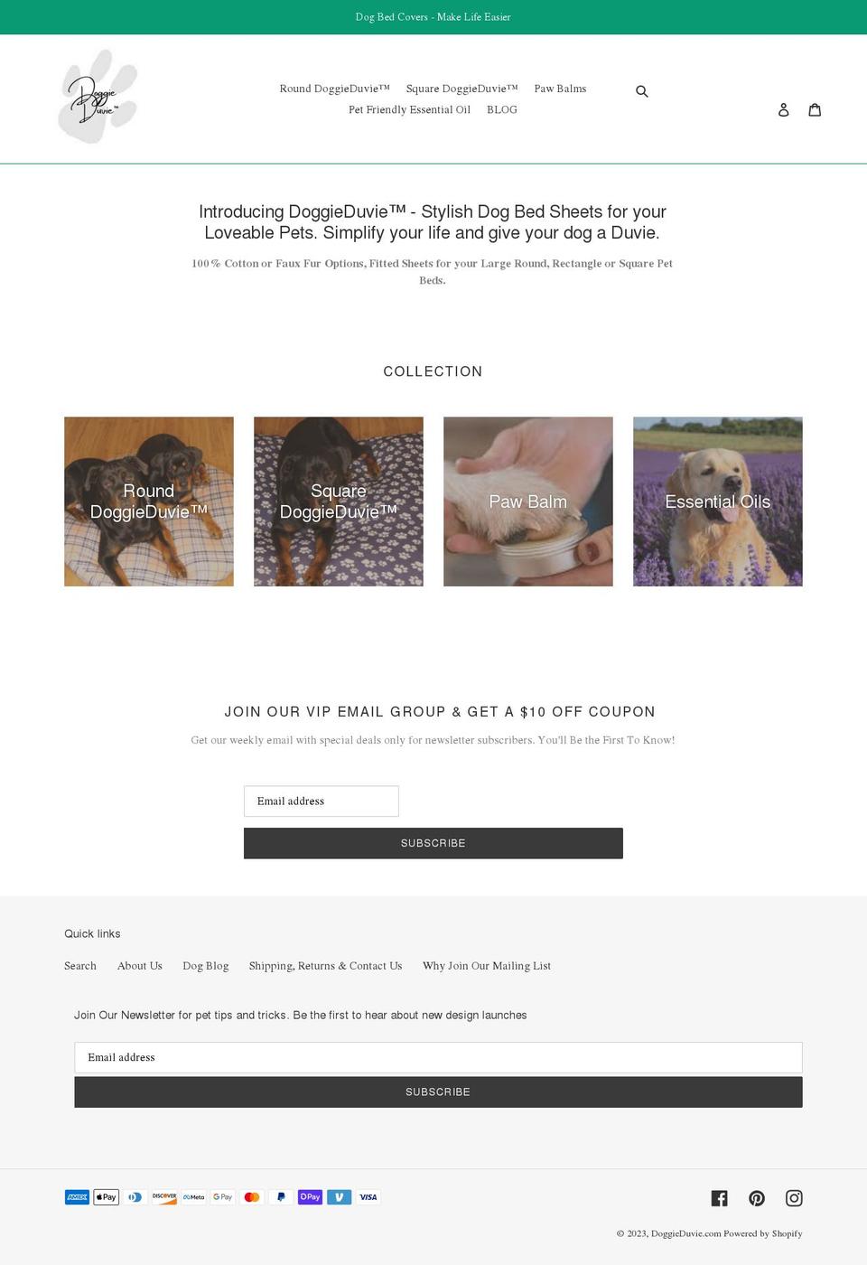 doggieduvie.com shopify website screenshot