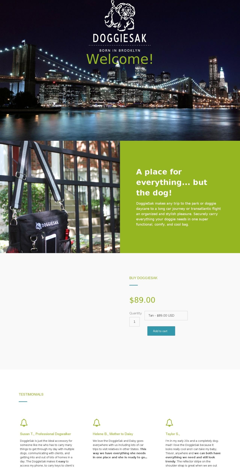 doggiesak.com — Shopify storefront screenshot
