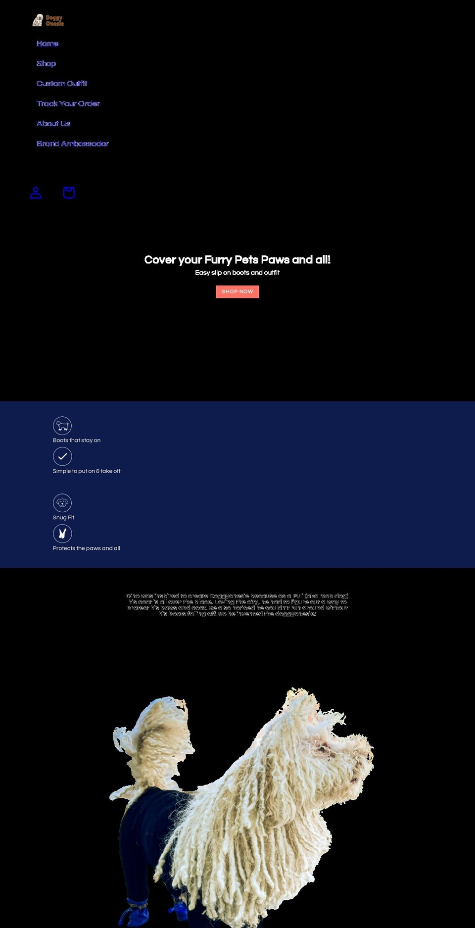 doggyonesie.com shopify website screenshot