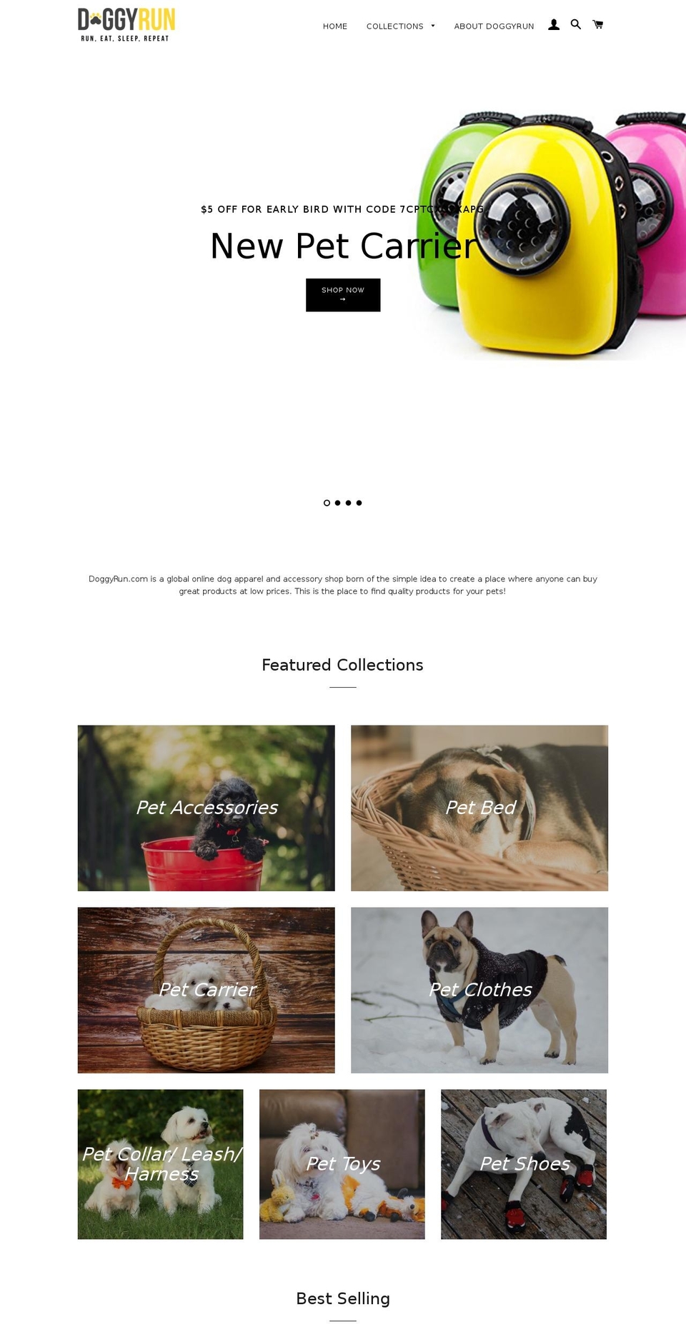 doggyrun.com shopify website screenshot