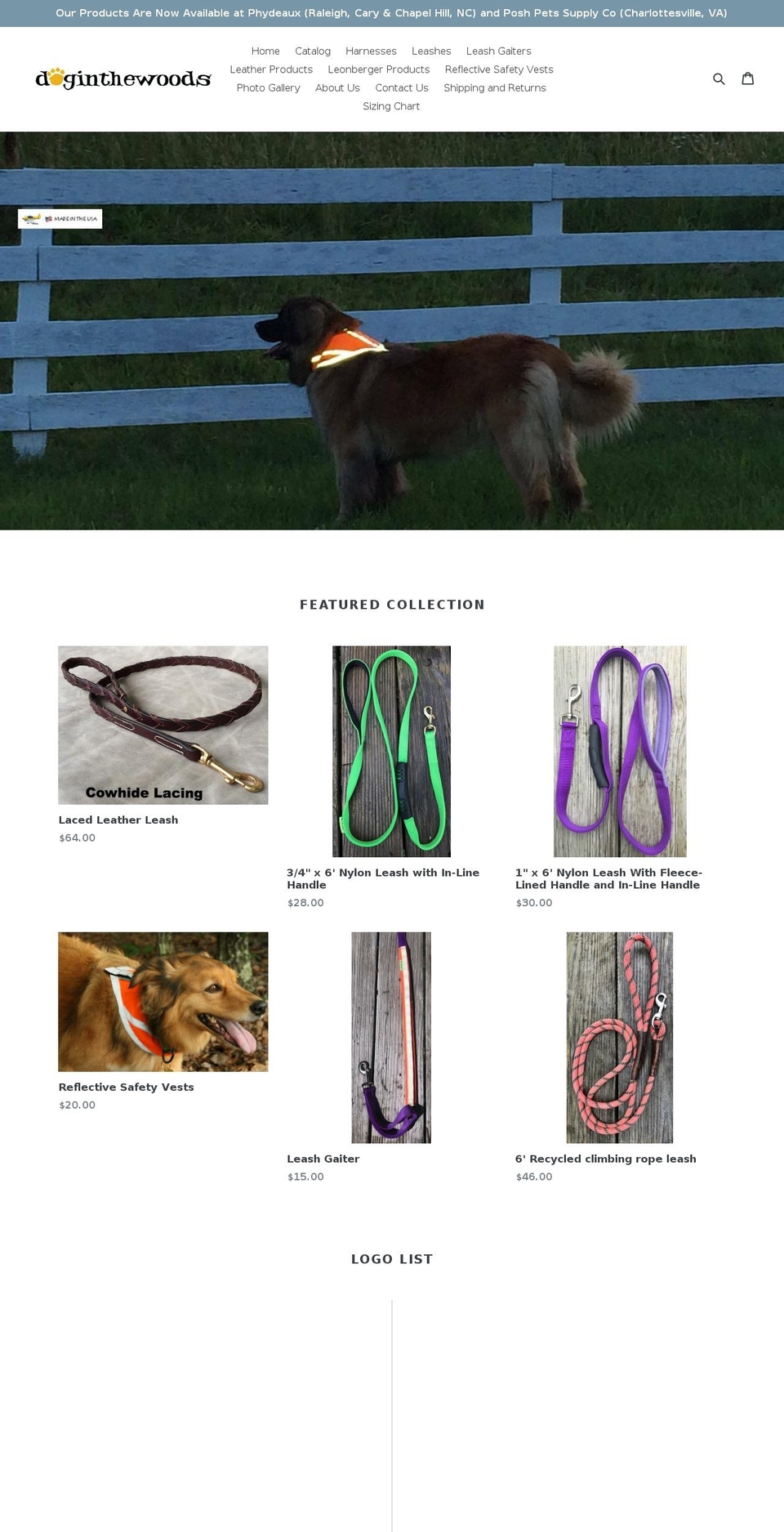 doginthewoods.com shopify website screenshot