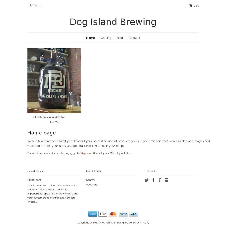 dogislandbrewing.com shopify website screenshot