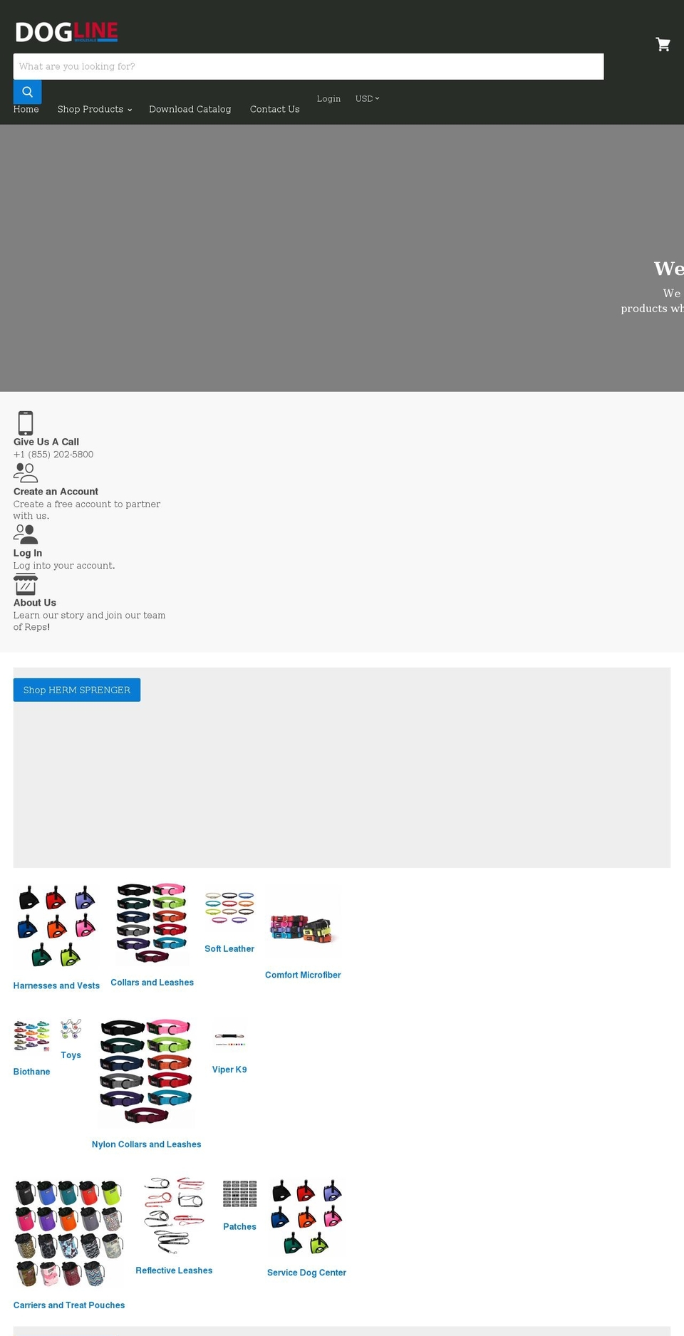 doglinewholesale.com shopify website screenshot