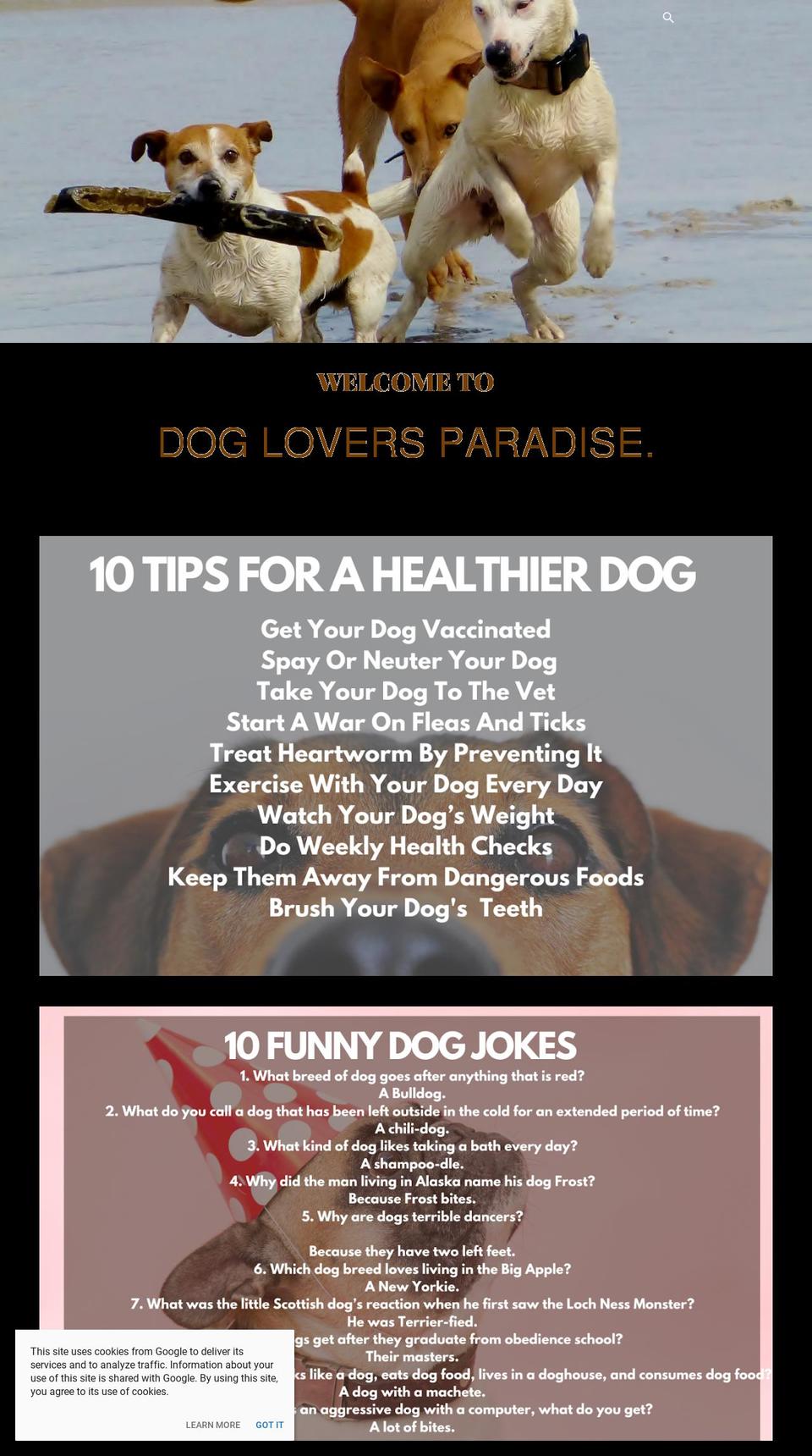dogloversparadise.net shopify website screenshot