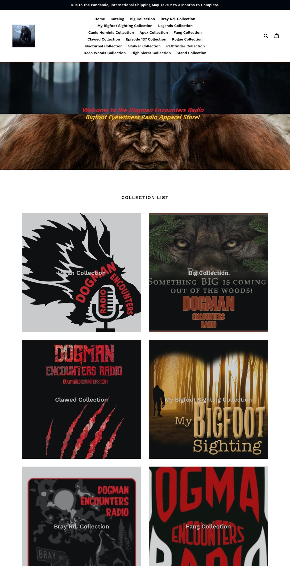 dogman-encounters.myshopify.com shopify website screenshot