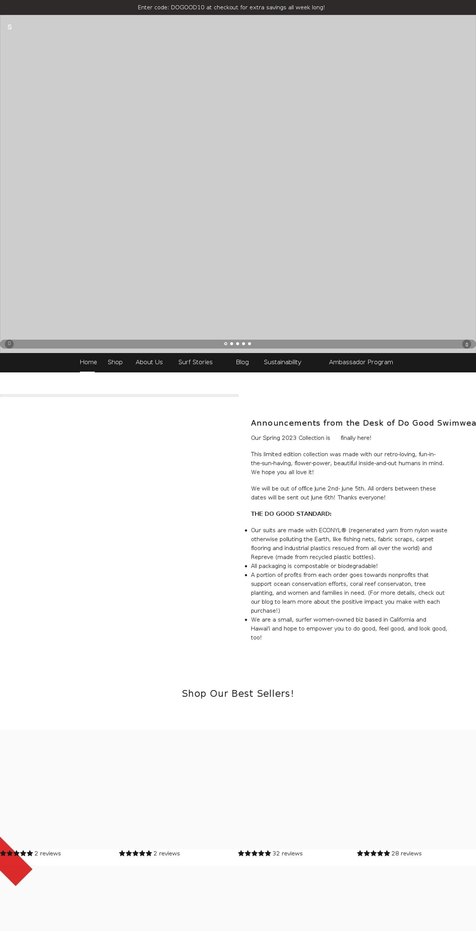 dogoodswimwear.com shopify website screenshot