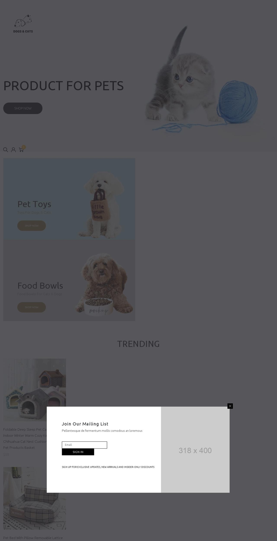 Famipet home Shopify theme site example dogsandcats.ch