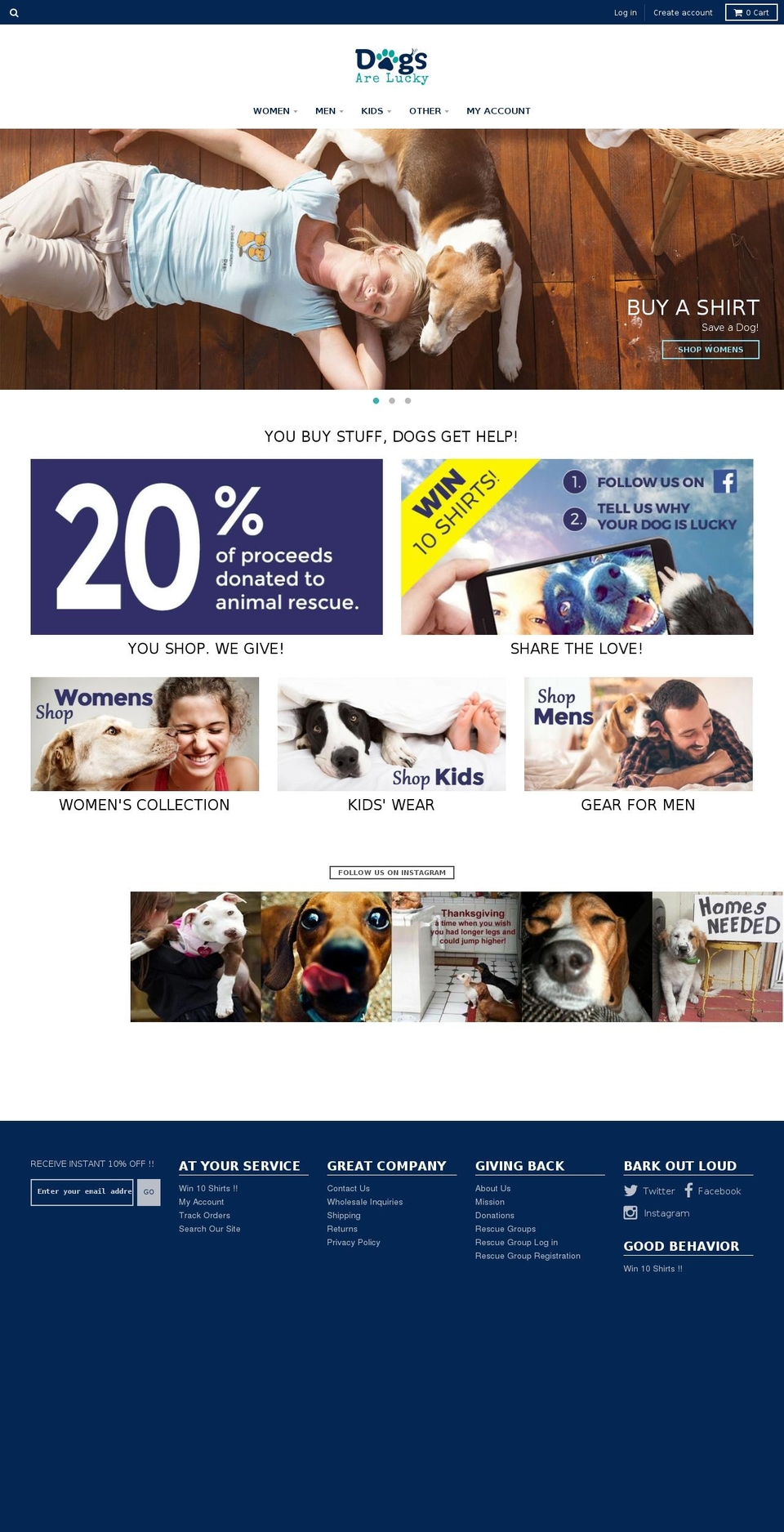 dogsarelucky.com shopify website screenshot