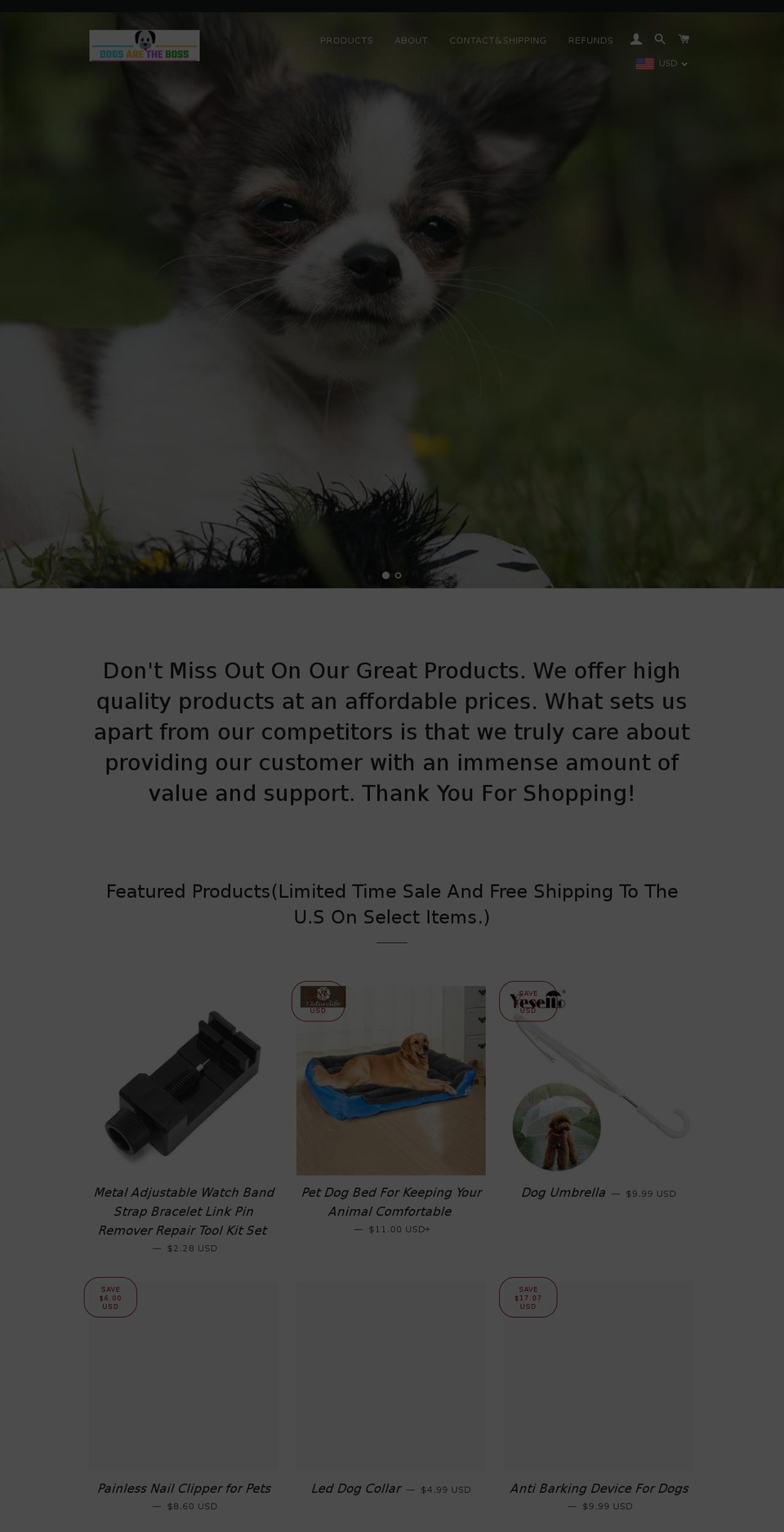 dogsaretheboss.com — Shopify storefront screenshot