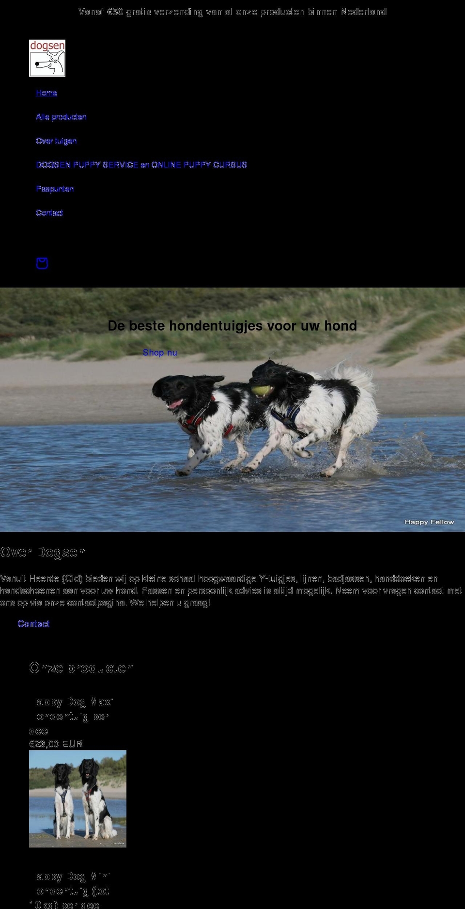 dogsen.nl shopify website screenshot