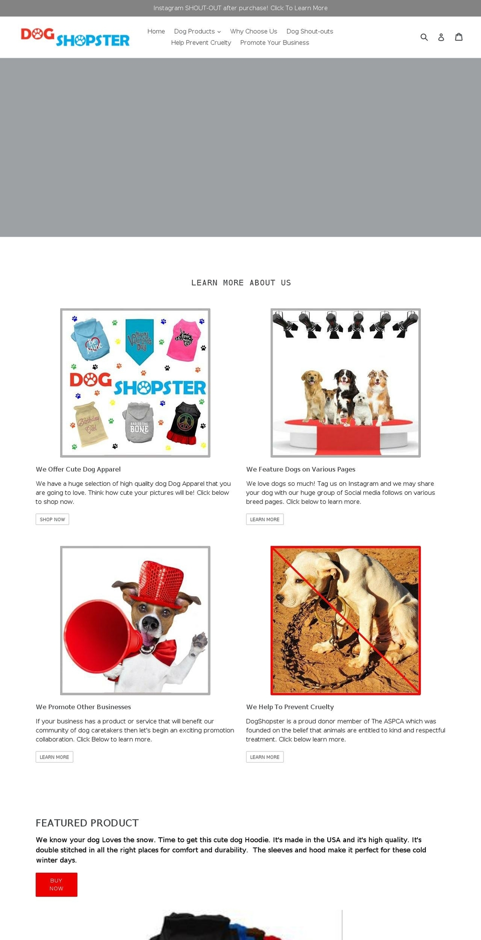 dogshopster.com shopify website screenshot