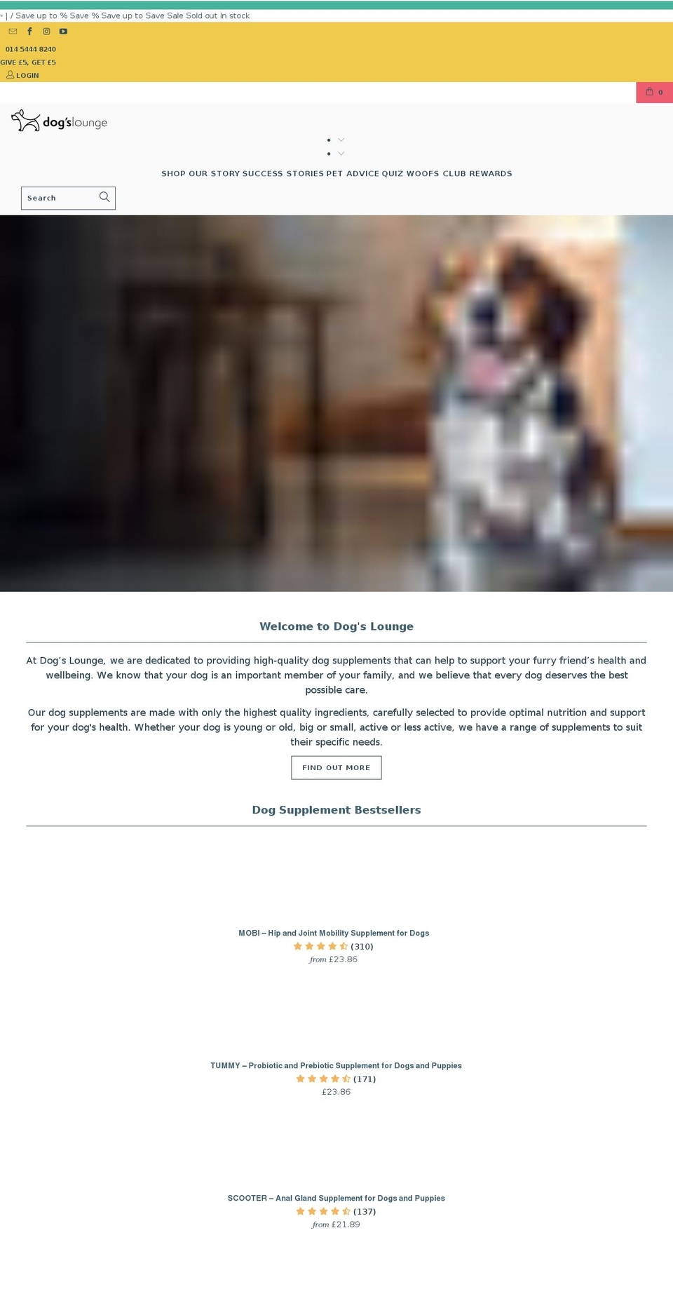 dogslounge.co.uk shopify website screenshot