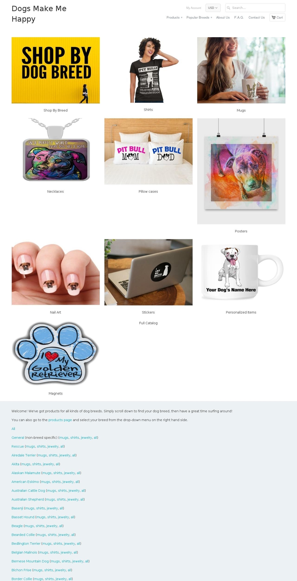 dogsmakemehappy.com shopify website screenshot