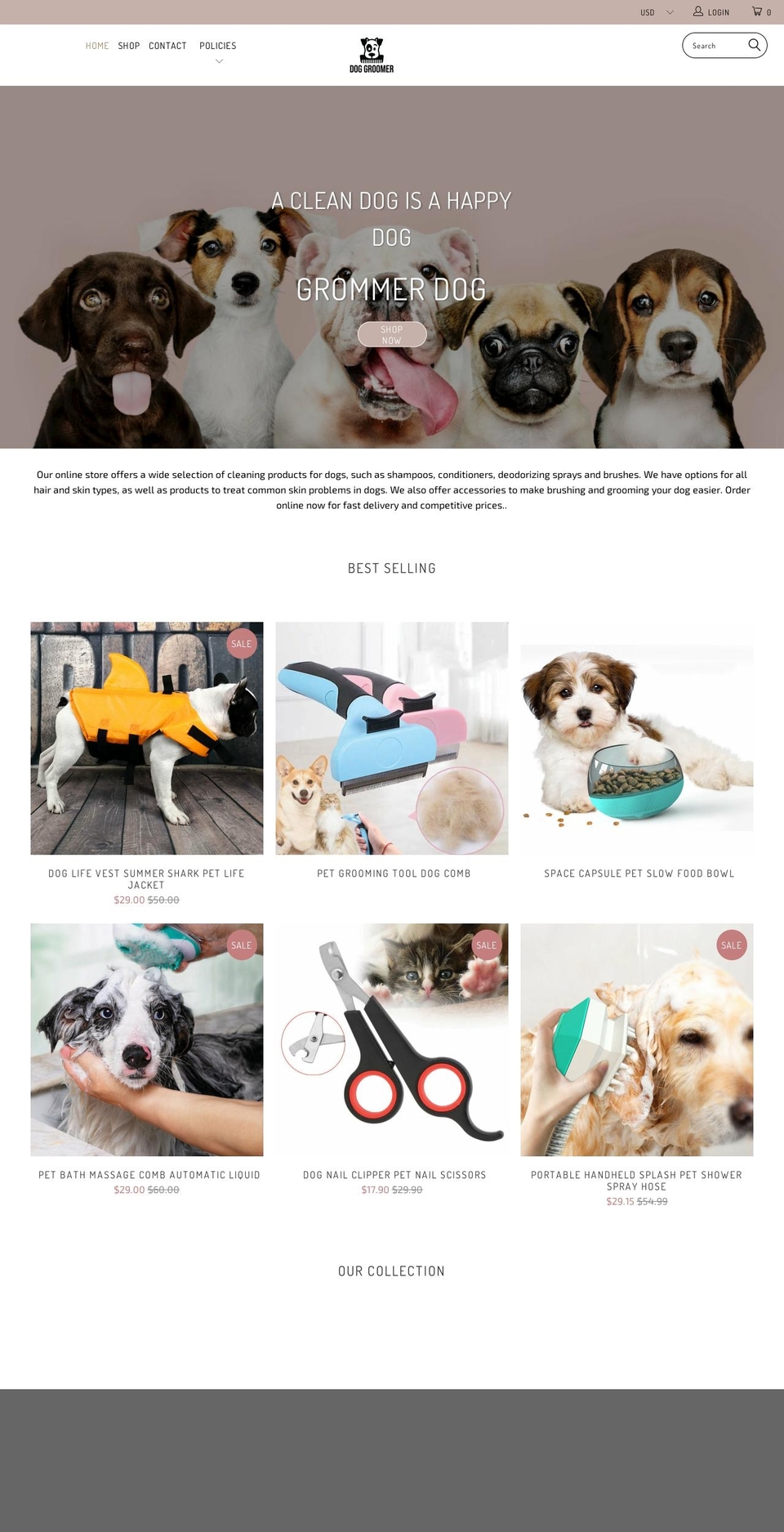 dogspagrooming.com shopify website screenshot