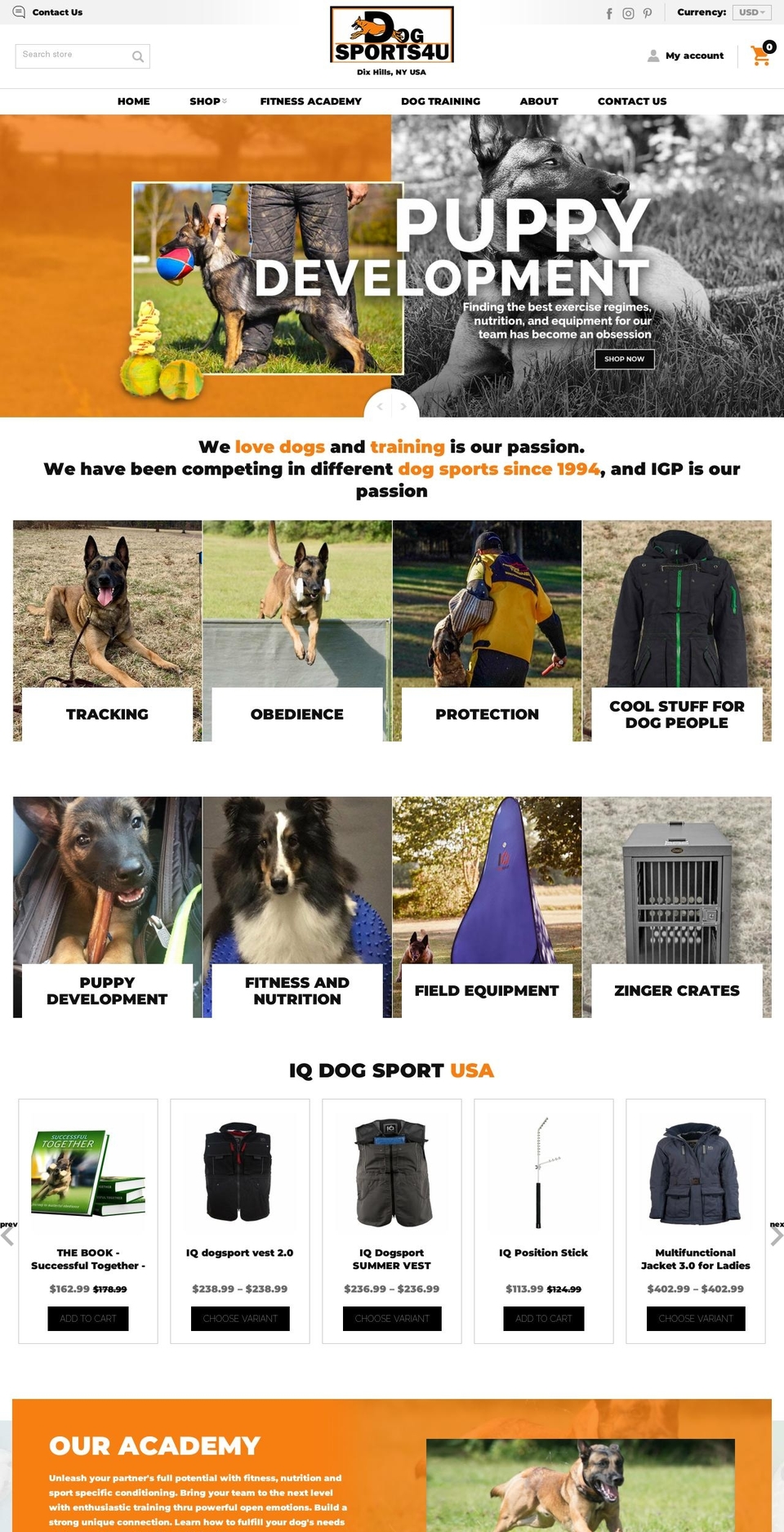 dogsports4u.com — Shopify storefront screenshot