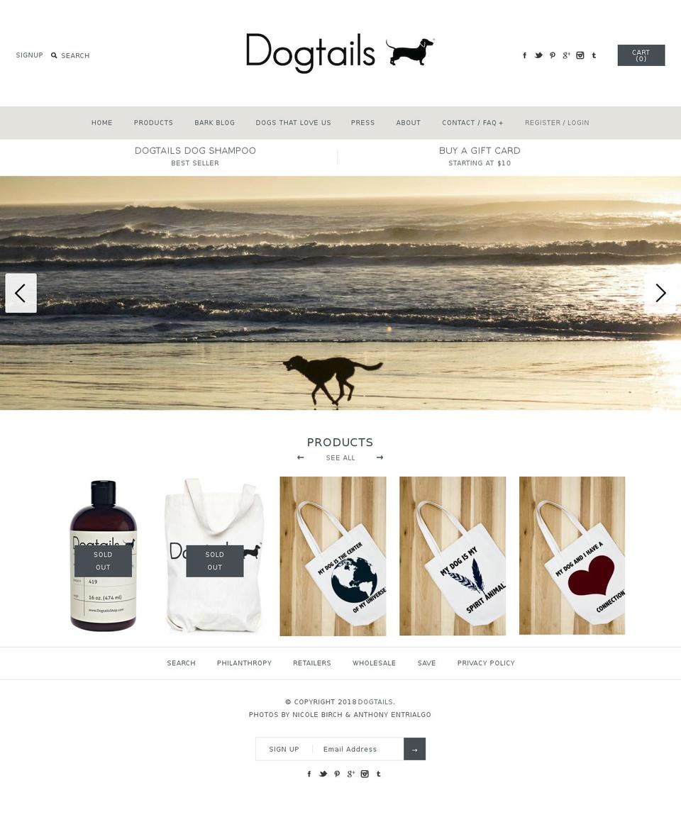 dogtails.co shopify website screenshot