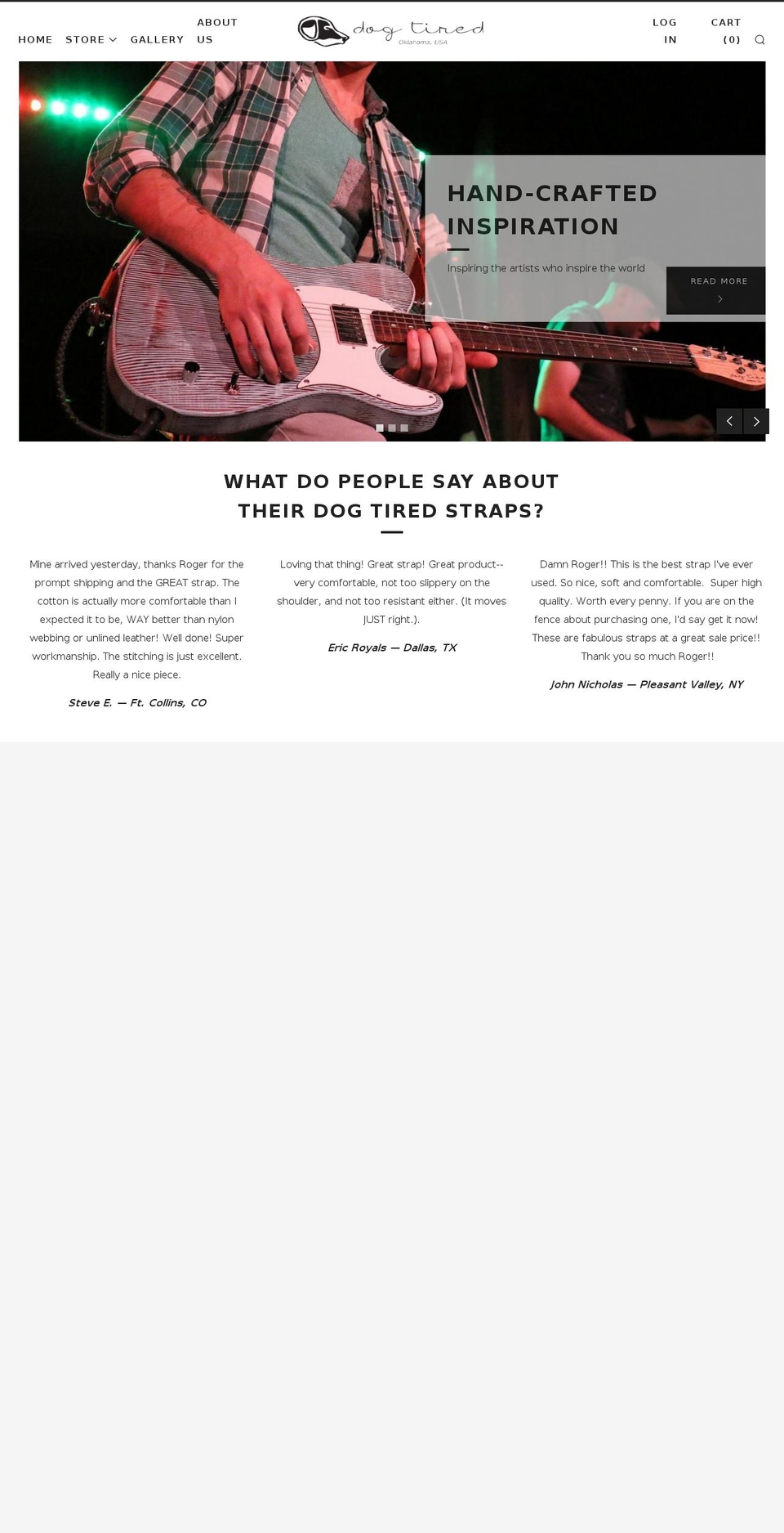 dogtiredguitars.com shopify website screenshot
