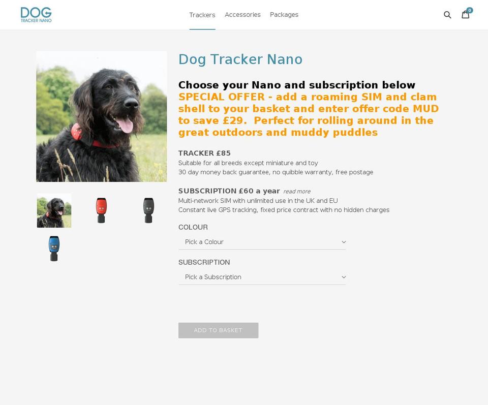 dogtrackernanostore.com — Shopify storefront screenshot